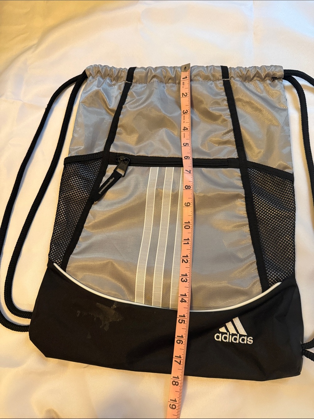 adidas Gray and Black Drawstring Sports Backpack - Picture 4 of 5